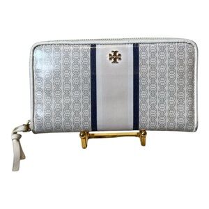 Tory Burch White and Blue Wallet